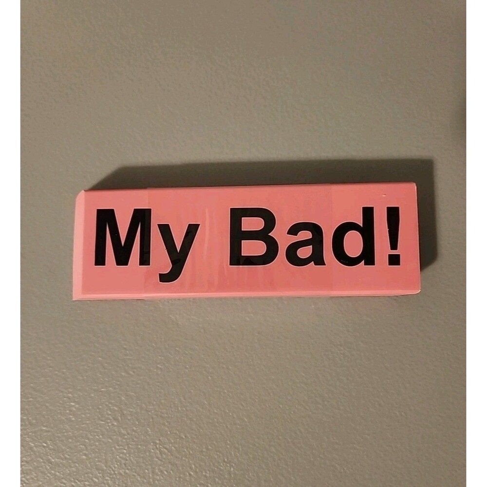 My Bad ! Jumbo XXL Pink Eraser Erases Mistakes Funny School Big Large 5 1/2" New